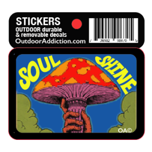 Soul shine -Allman Brothers mushroom sticker 2.5 x 1.5 inches cell phone sticker Mark your cell phone or any other item with these great designs sized perfectly for items like computers especially cell phones but works bigger items like your car too! Dimensions: 2.5" x 1.5 inch -Printed vinyl -Outdoor durable and ultra removable -Waterproof